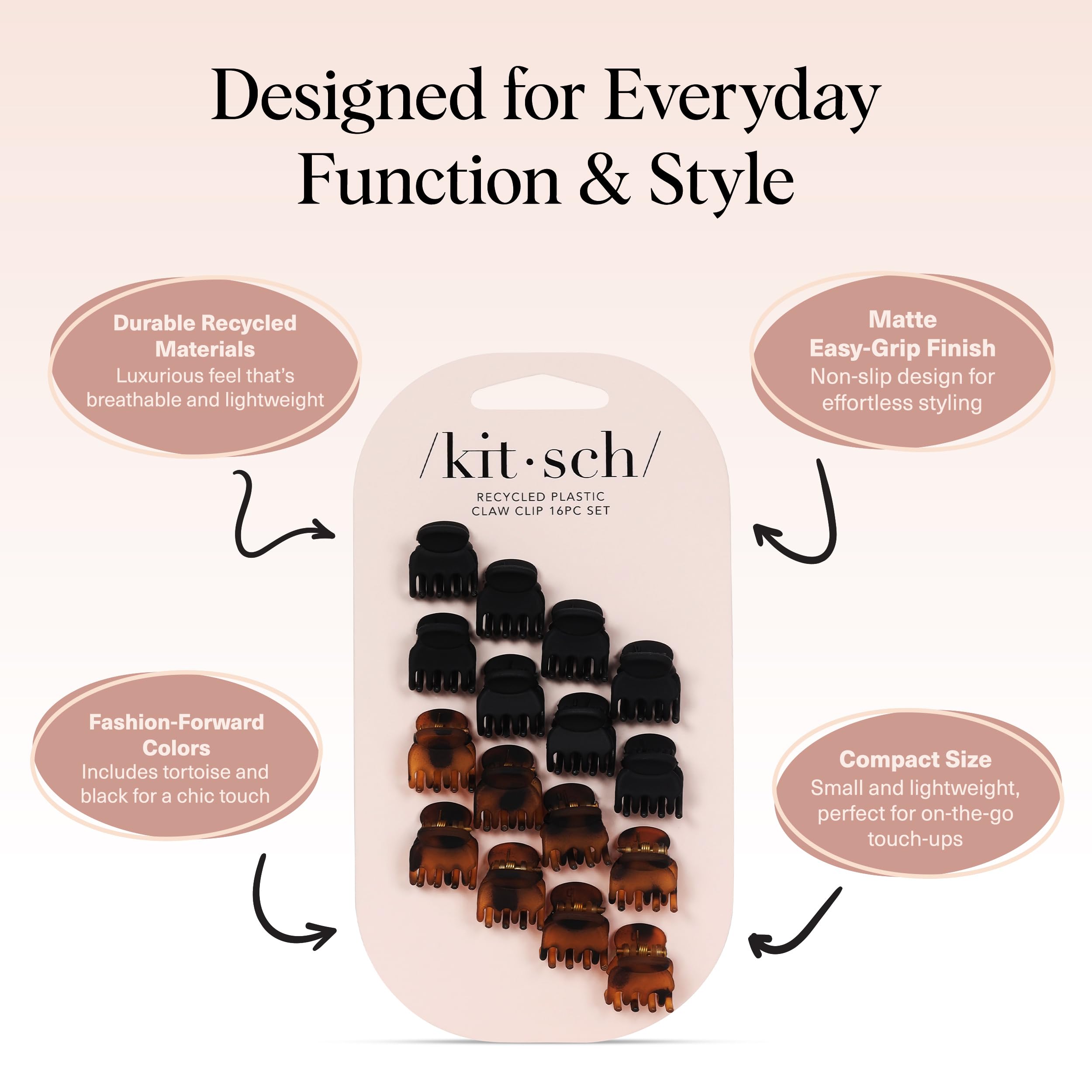 Woman wearing Kitsch mini claw clips for hair styling