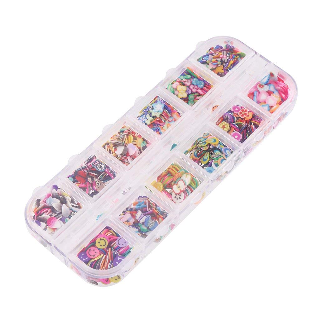 Packaging dimensions view of the clear twelve-grid storage box filled with CCINEE craft decoration slices