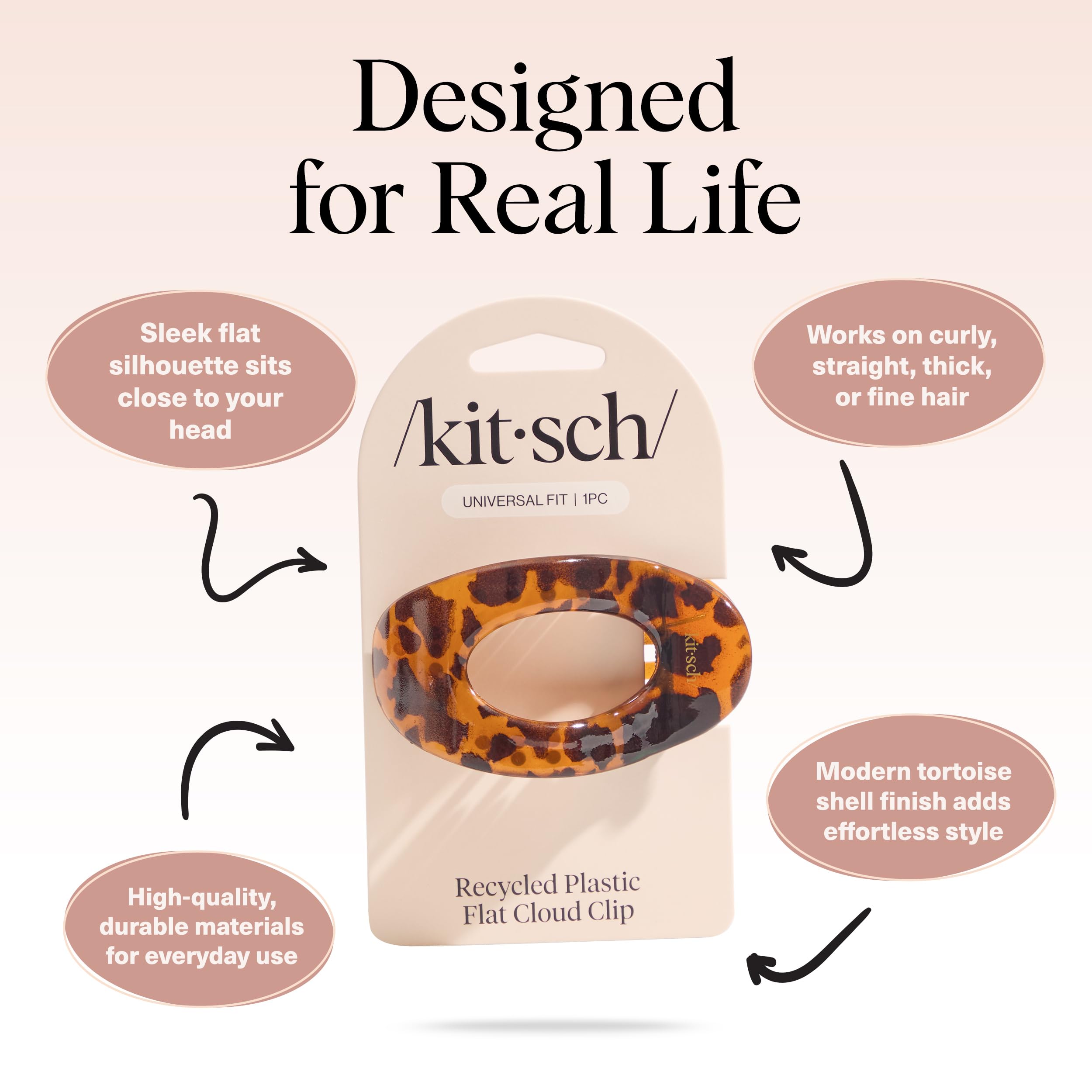 Close up of tortoise shell pattern on Kitsch medium hair clip