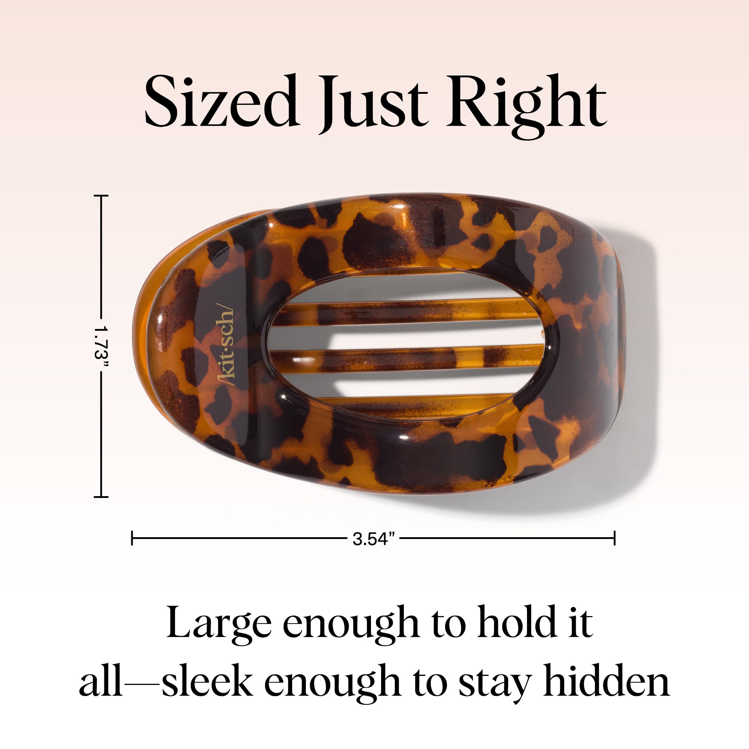 Top view of flat claw clip showing comfortable head-flush shape