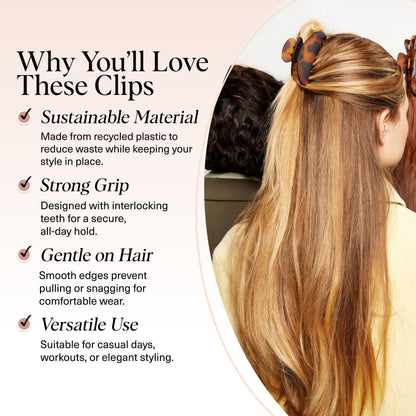 Side profile of Kitsch black and tortoise medium hair claws