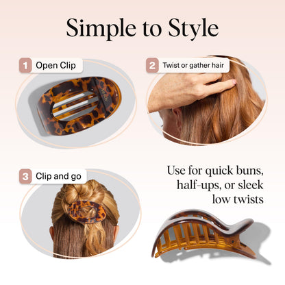 Back view of medium flat hair clip for women