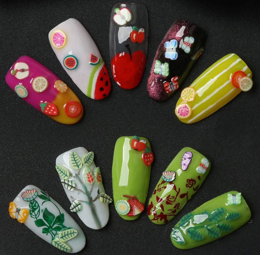 Creative nail art design application using EHOPE polymer fimo slices