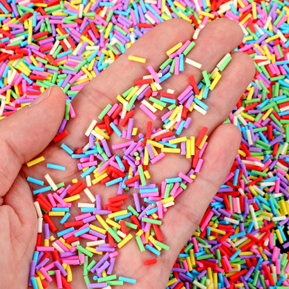Rainbow colored polymer clay sprinkles for nail art