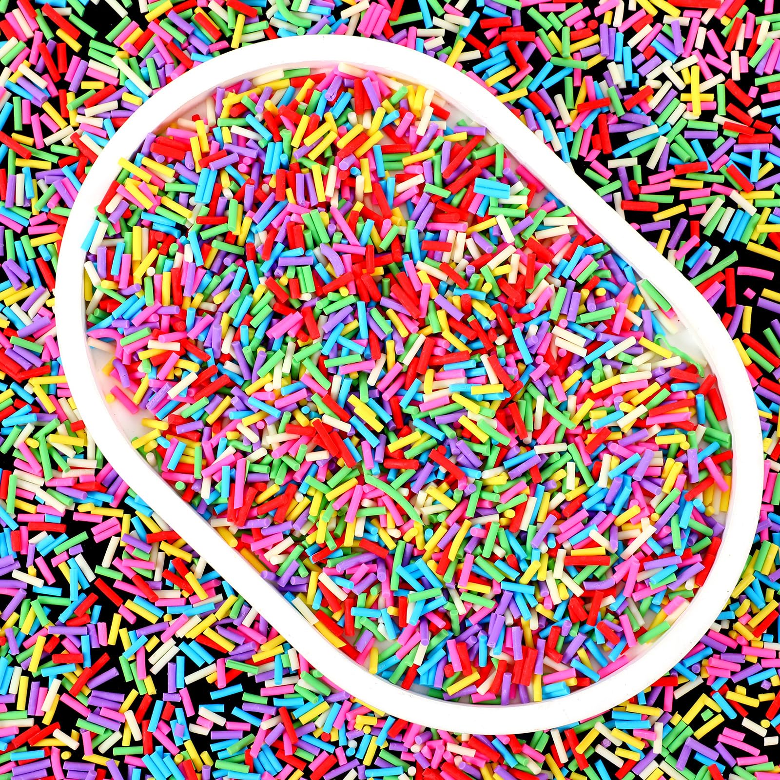 100 grams of colorful rod shaped polymer clay sprinkles