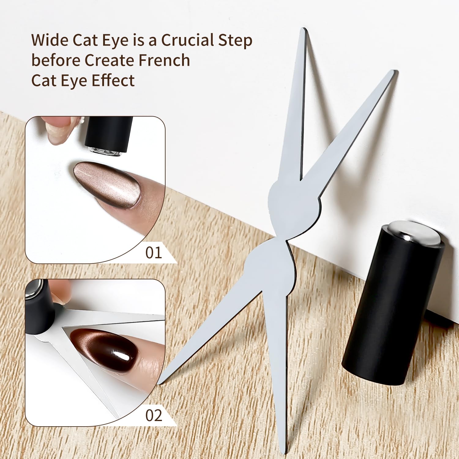 Professional nail technician using cat eye magnet