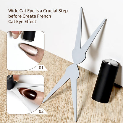Professional nail technician using cat eye magnet