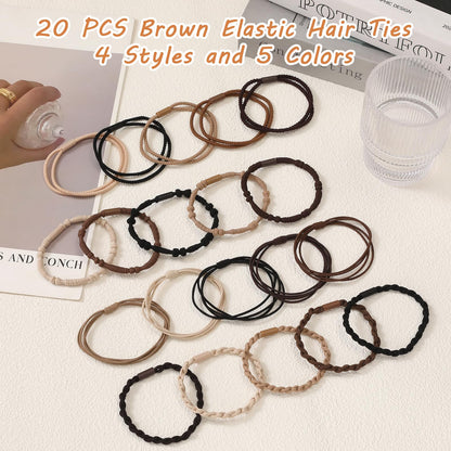 Complete twenty piece collection of imported aesthetic hair elastics displayed inside a beautiful gift box packaging.