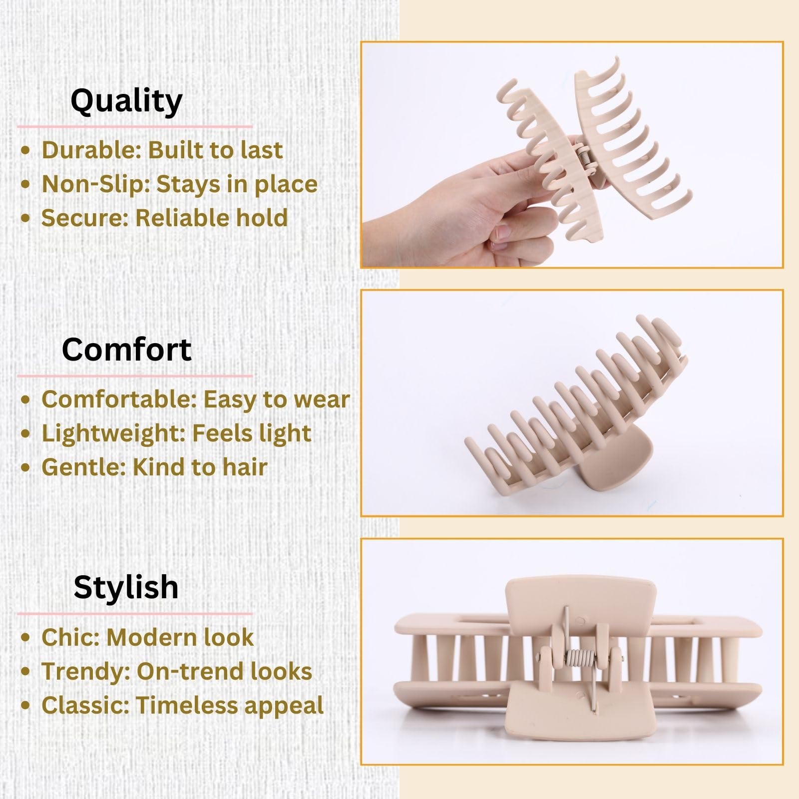 LuSeren hair clips in various neutral shades