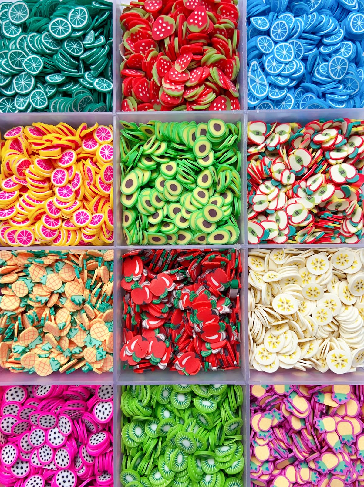 Ehope nail art slices stored in 28-grid plastic container