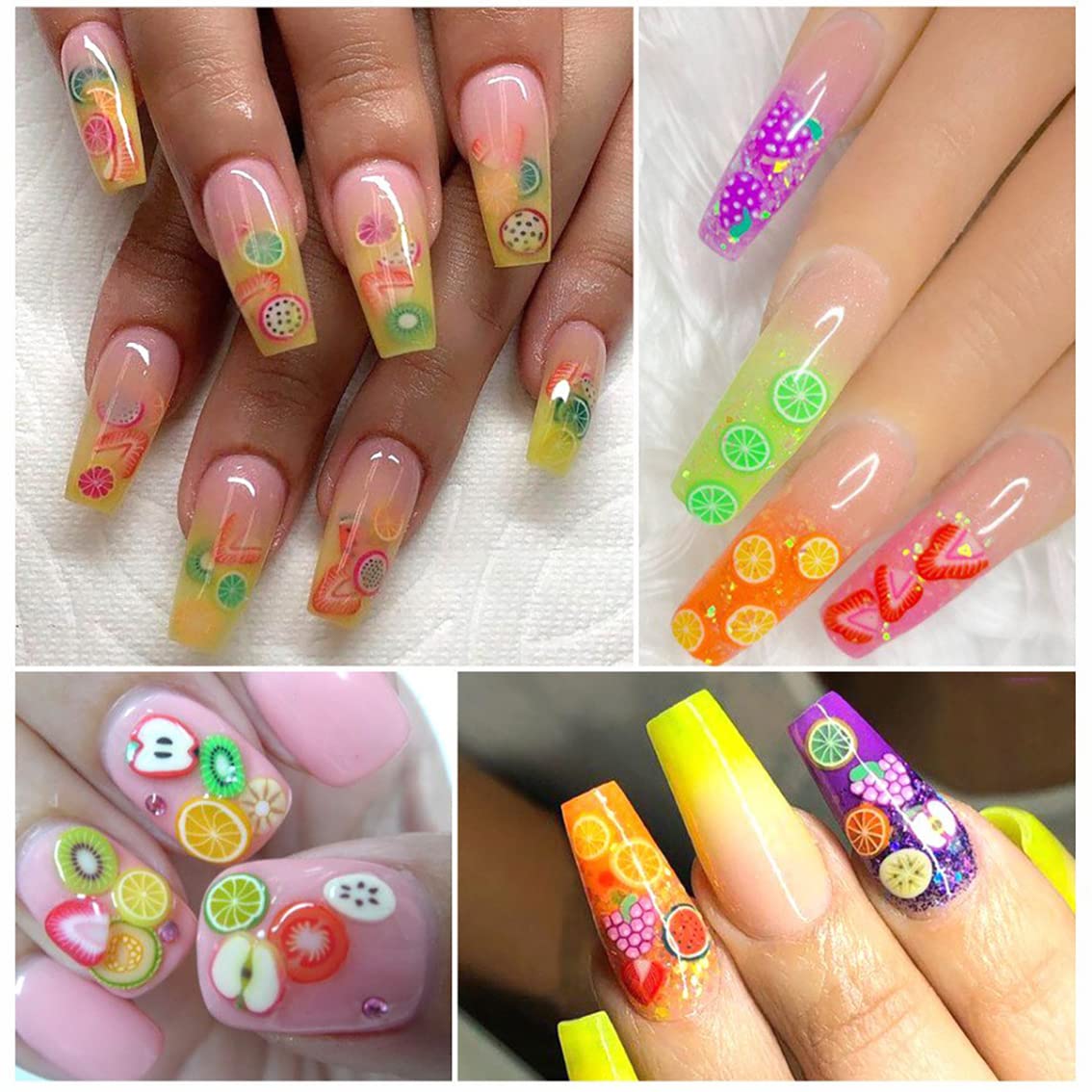 Hand showing nail art application using Ehope fruit slices