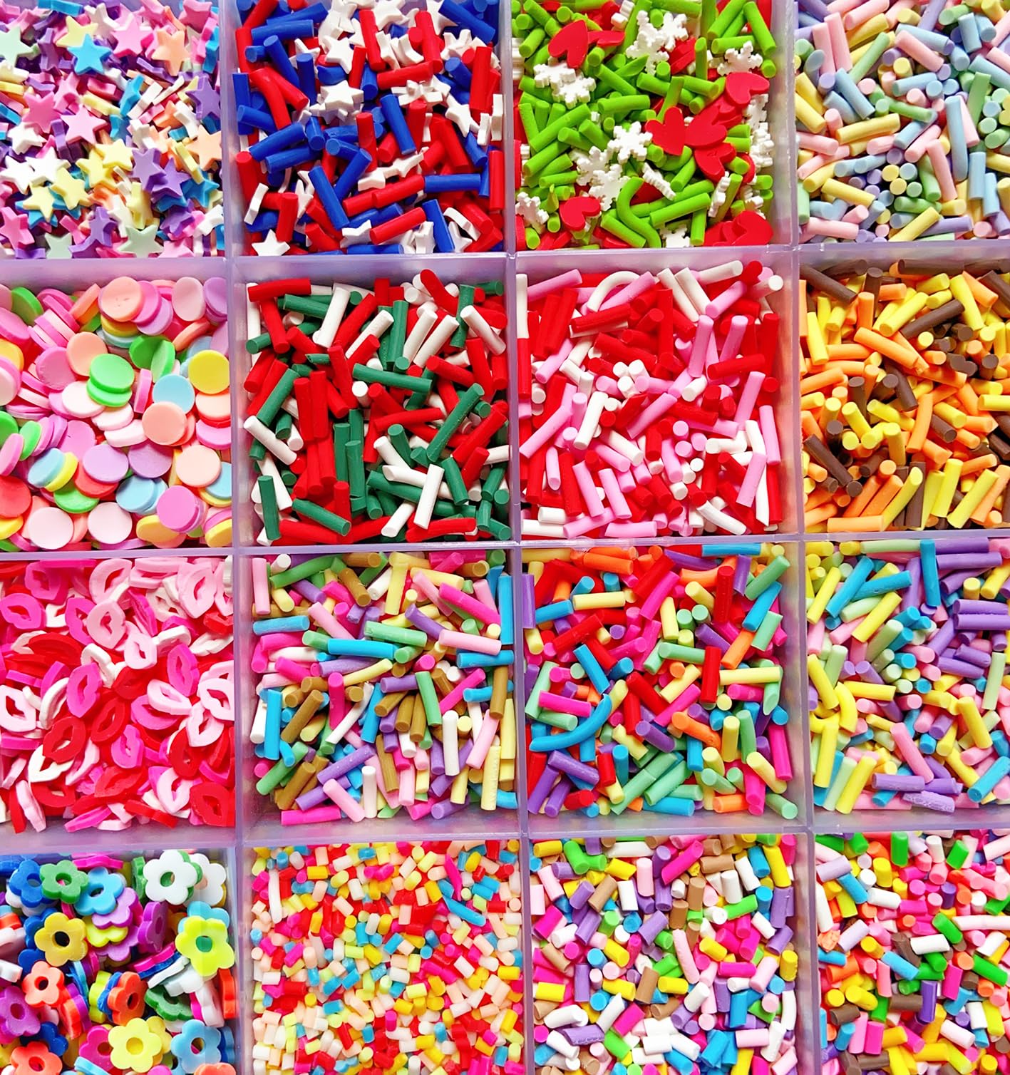 Close up view of Ehope fake candy sprinkles for DIY crafts