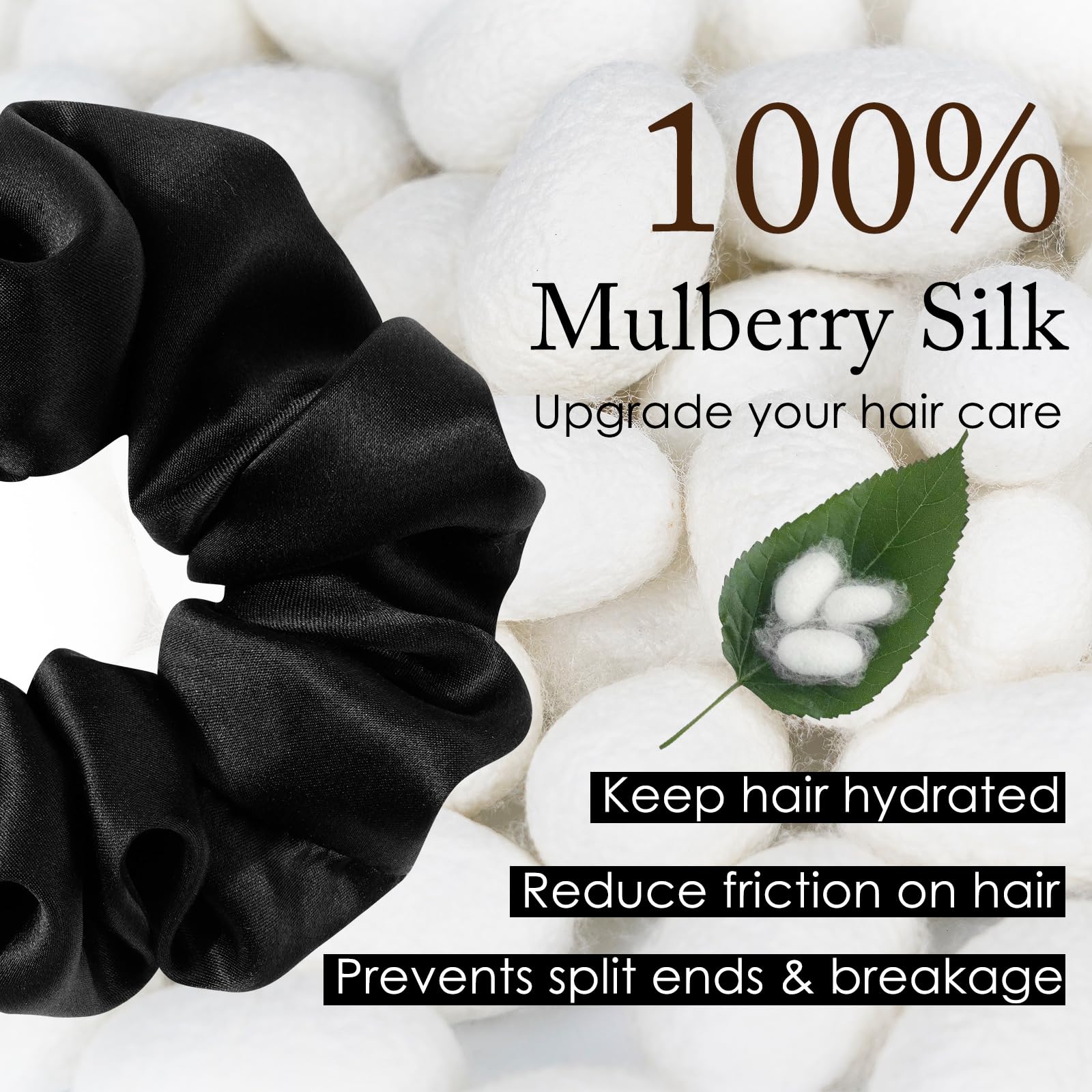OLESILK real silk hair ties for frizz prevention close up view