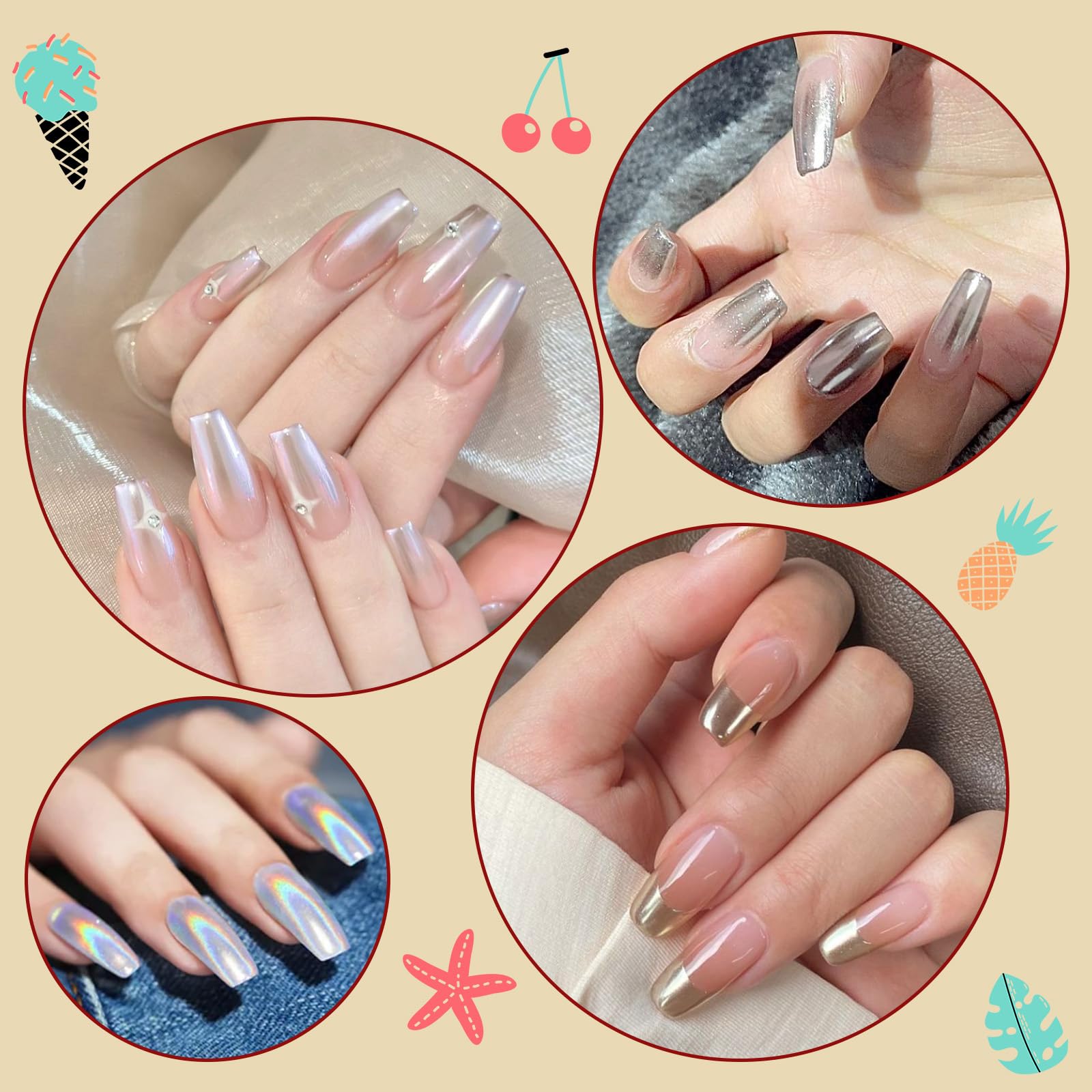 Close up of Artdone mirror effect nail powder finish