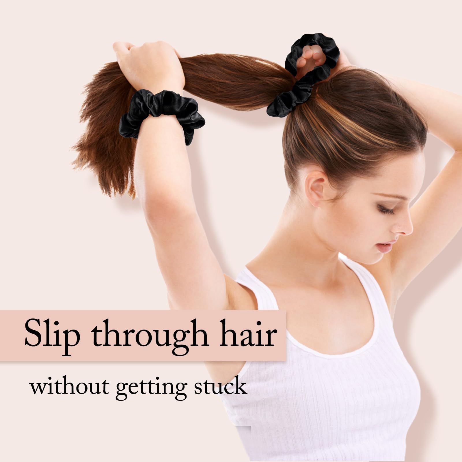 OLESILK anti breakage pure silk ponytail holders elastic stretch view