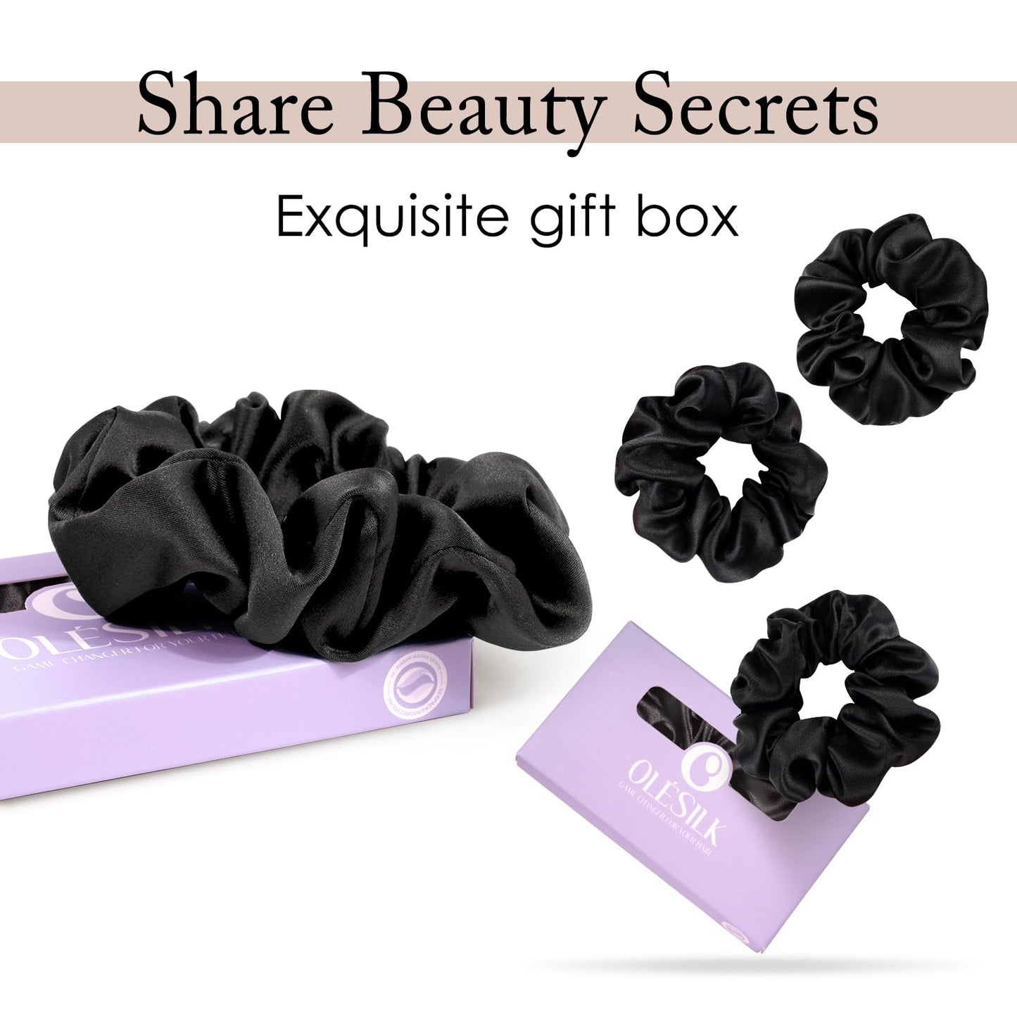 OLESILK premium mulberry silk hair ties set for women and girls