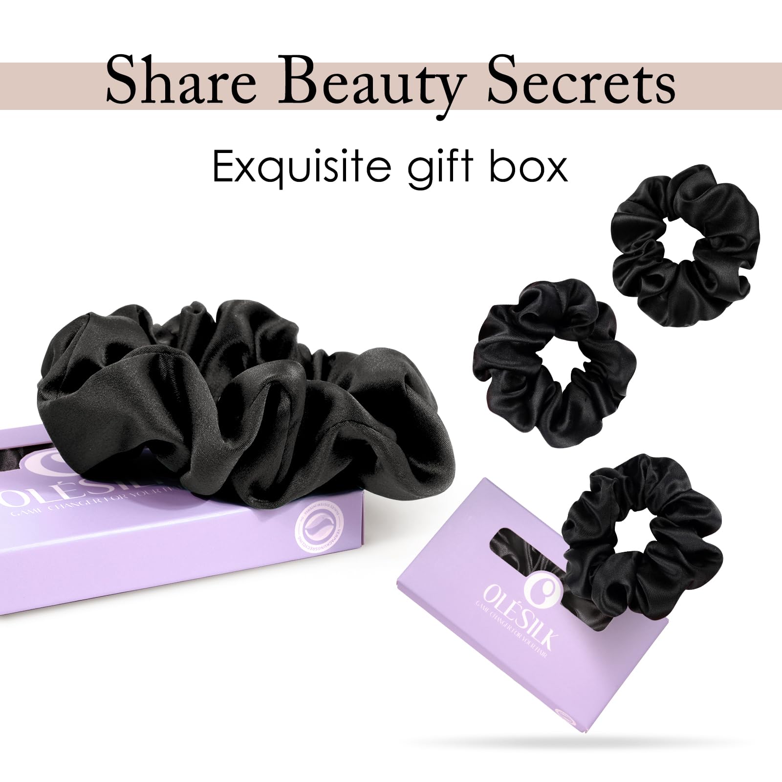 OLESILK premium mulberry silk hair ties set for women and girls