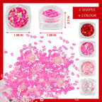 Maitys holographic red and pink heart nail flakes open boxes