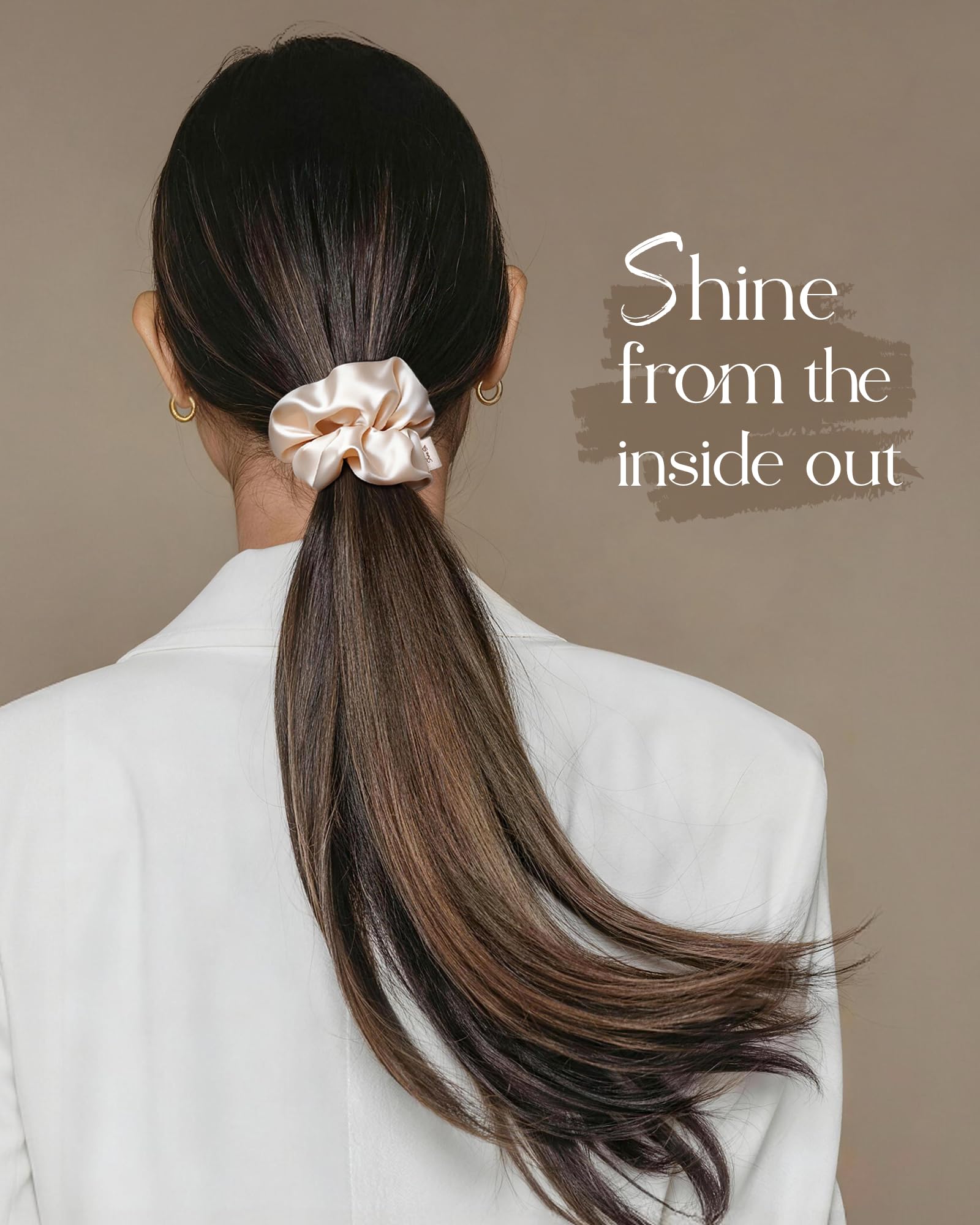 Yanibest no-damage hair accessories pack arranged to show all eight neutral toned scrunchies.