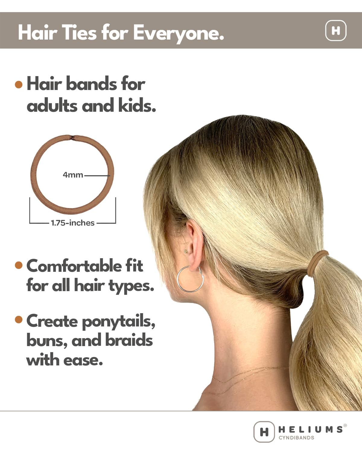 Cyndibands no metal ponytail holders close up view showing soft fabric texture