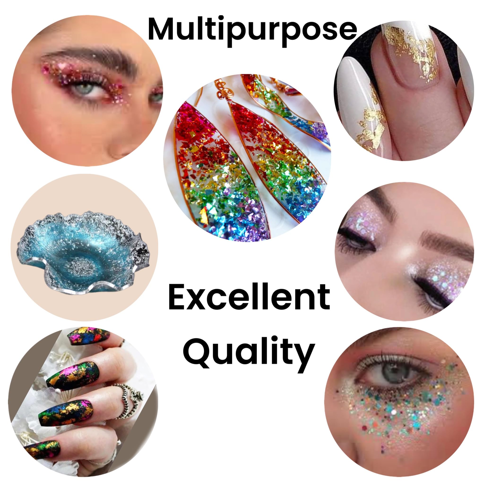 Artist applying colorful chunky glitter for nail art design