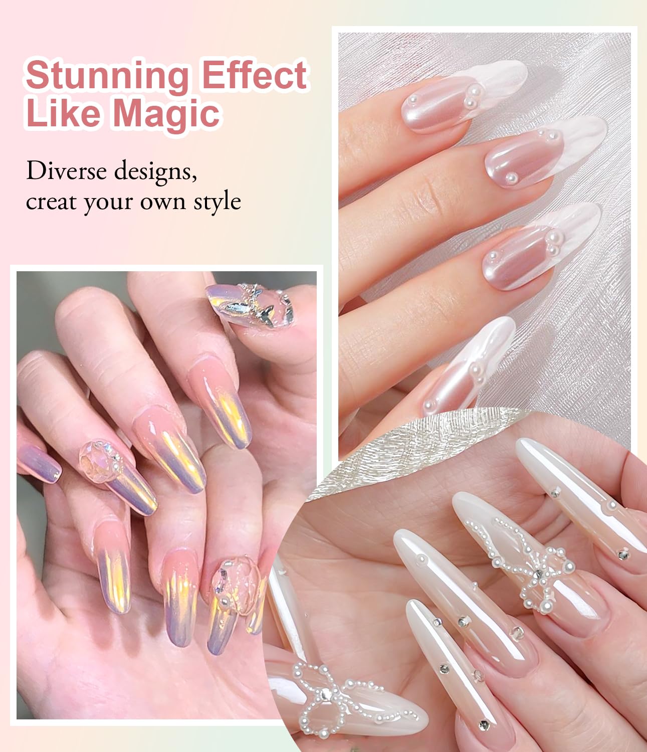 Holographic and pearl mirror effect nail powder pigment
