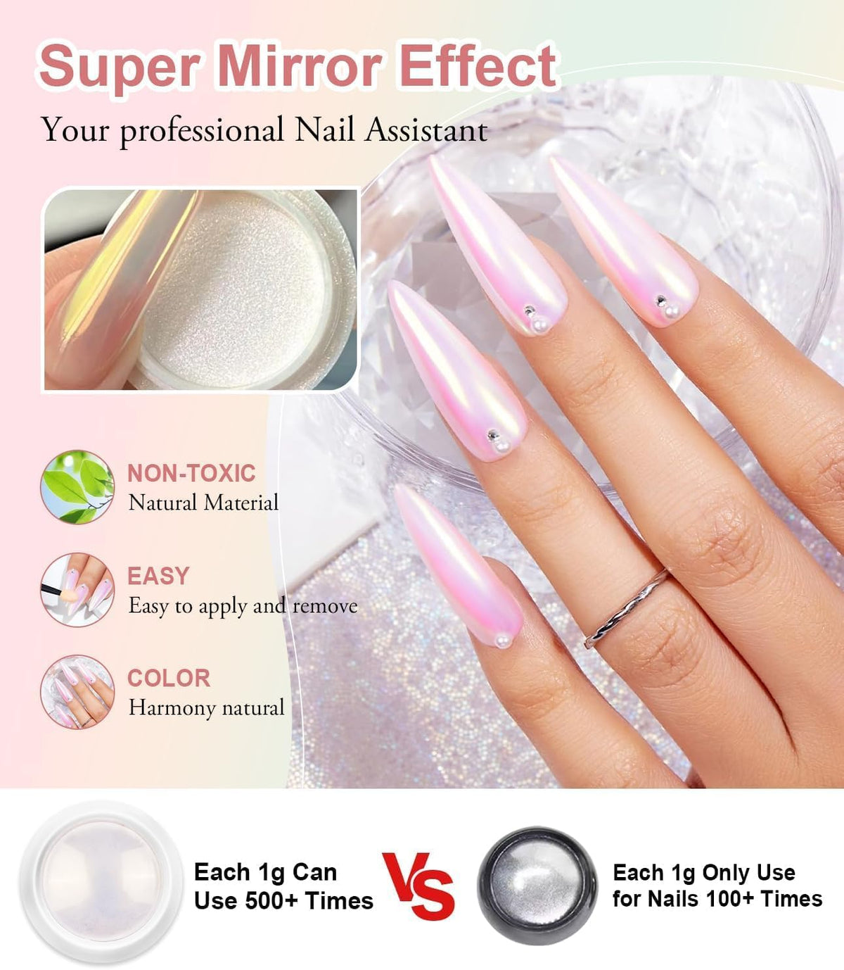 Side profile of the packaging box for the chrome nail powder set