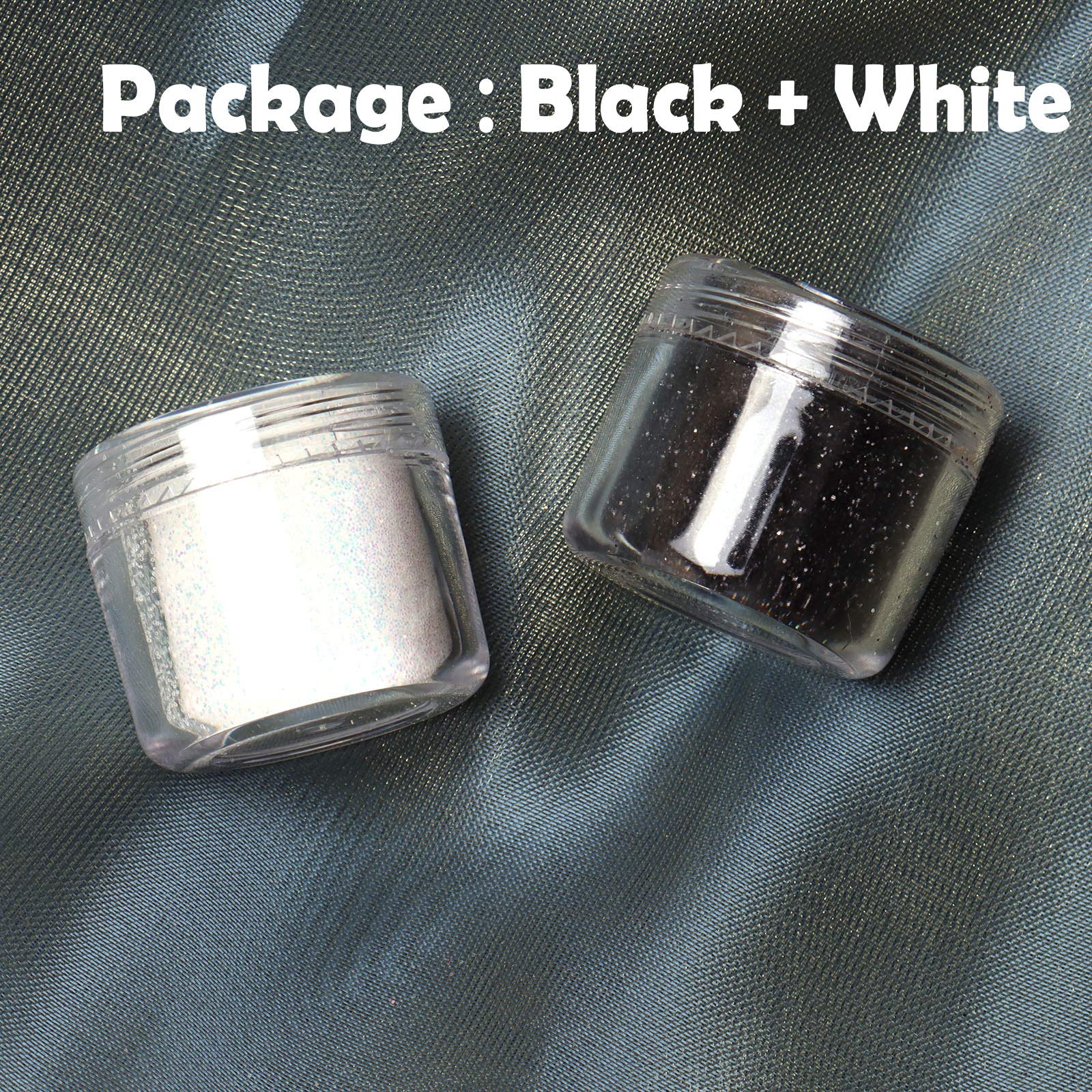 Holographic white nail glitter dust jar