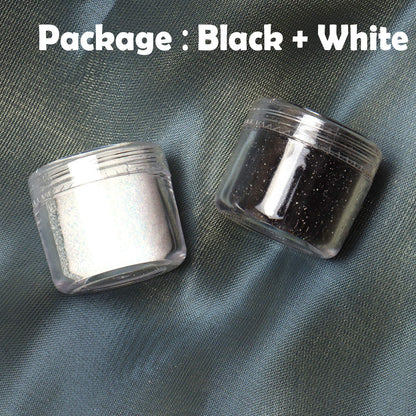 Holographic white nail glitter dust jar