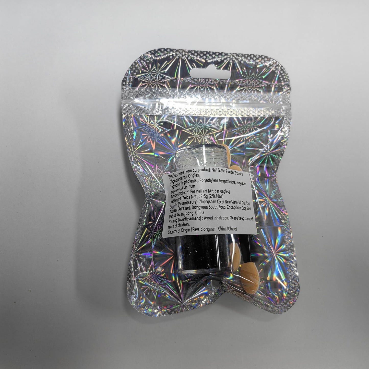 Black sand effect nail glitter powder jar