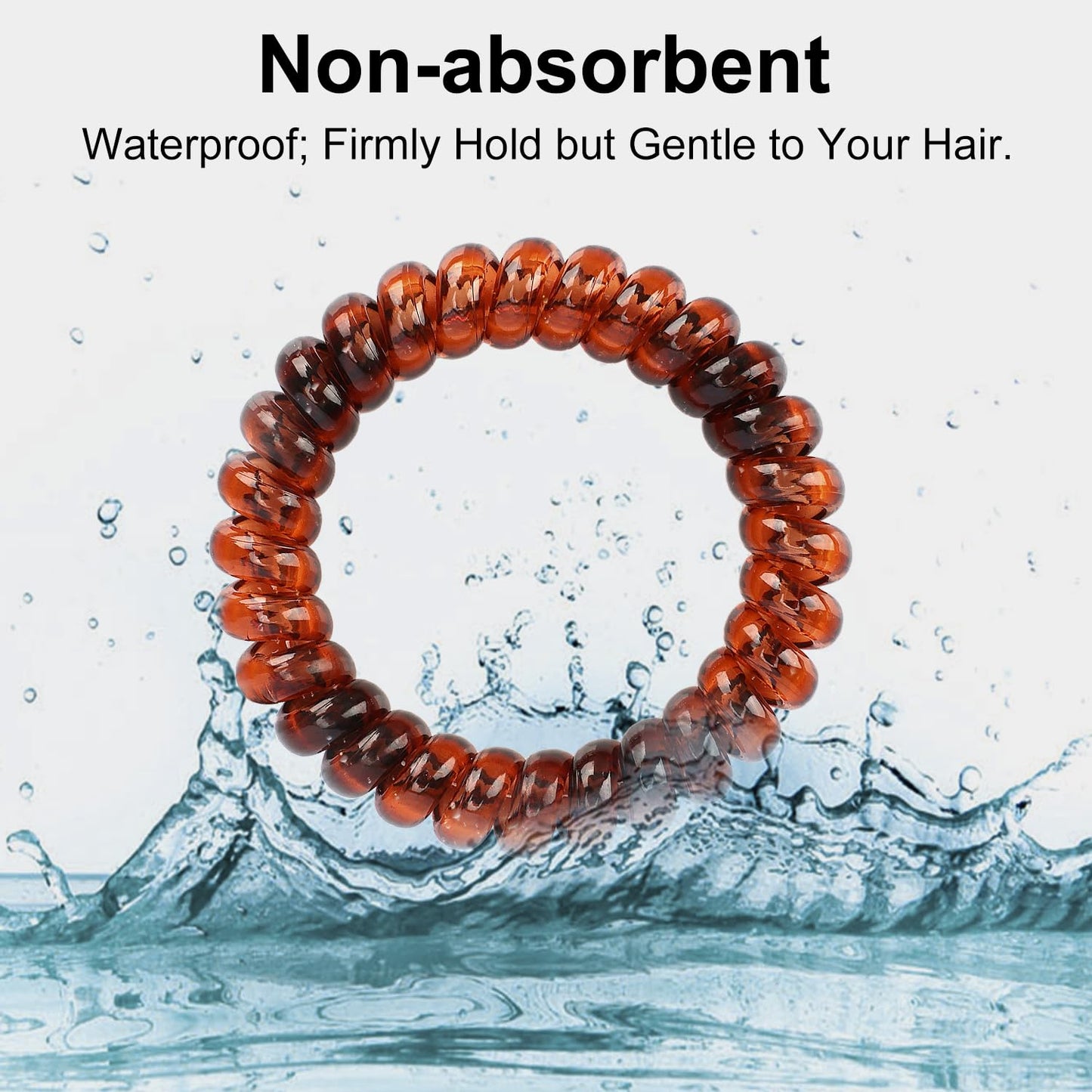 Traceless telephone cord hair coils displayed on a wrist as bracelets.