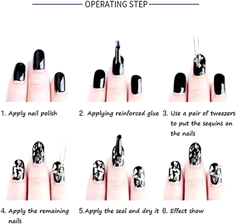Professional nail art design using Maigitur letter flakes