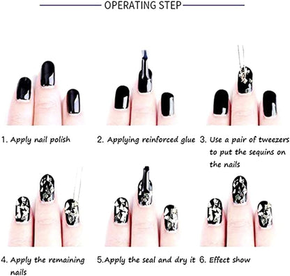 Professional nail art design using Maigitur letter flakes