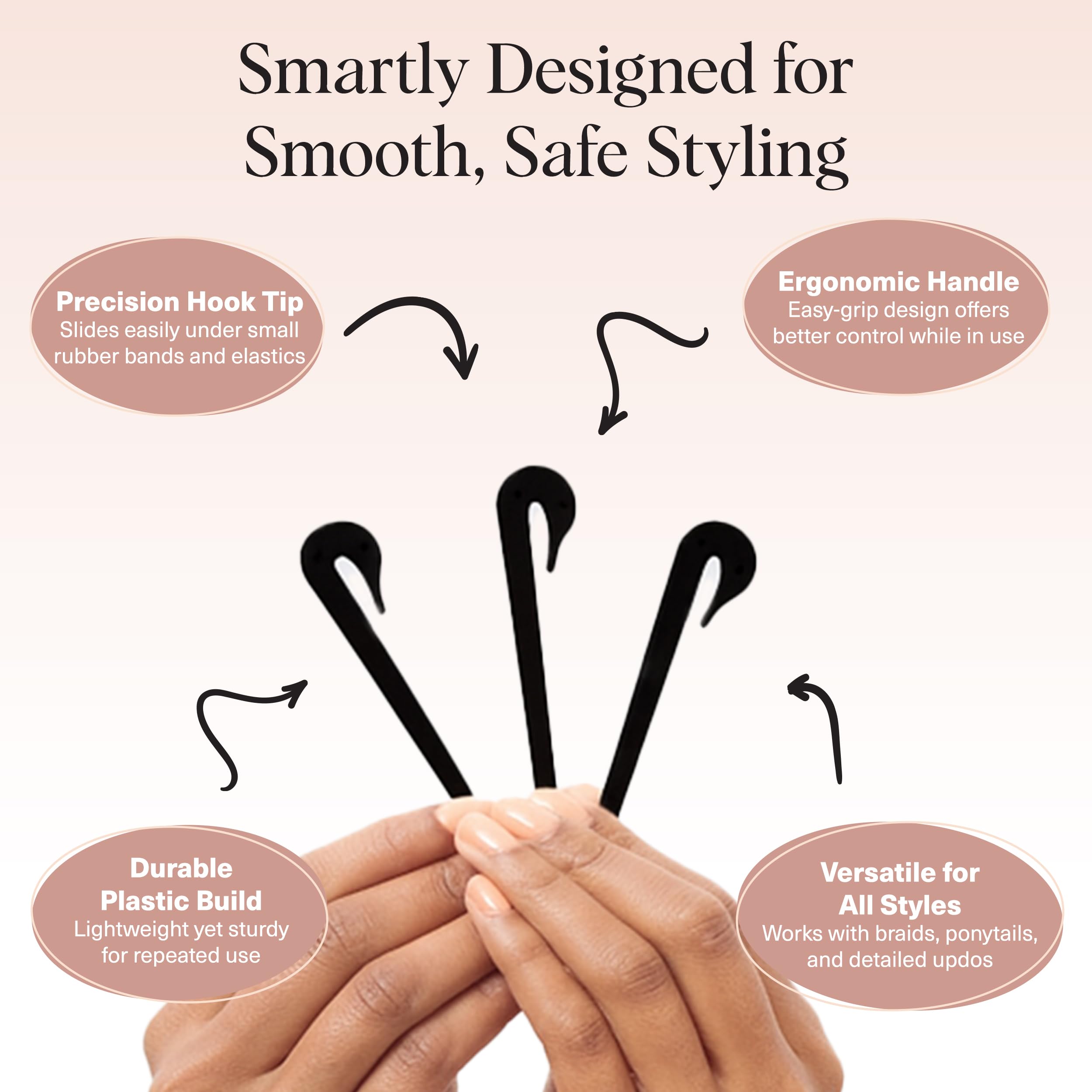 Authentic Kitsch hair elastic remover tool being used on a child's braided hairstyle.