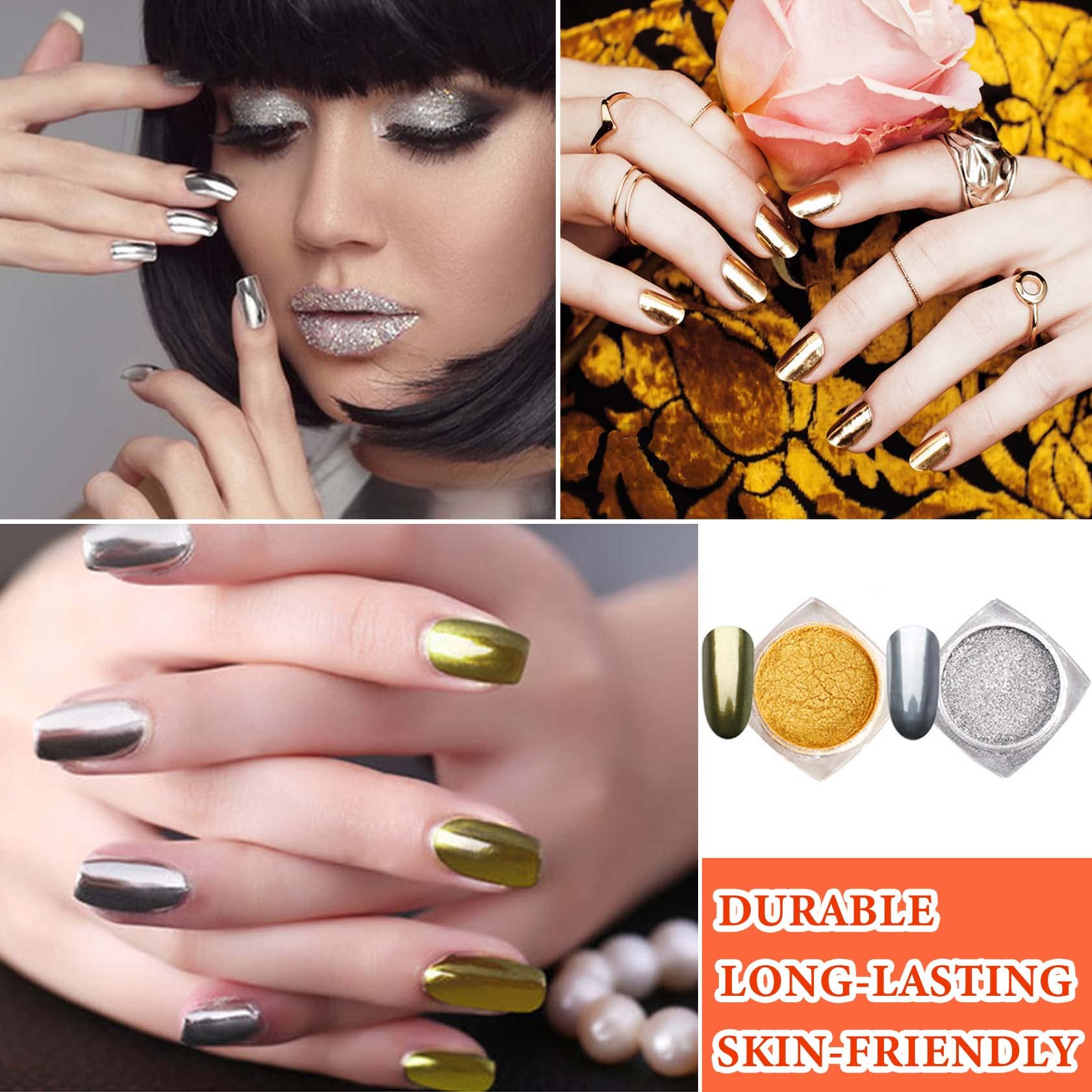 Ezelflow Beauty nail art chrome powder with applicator sponges