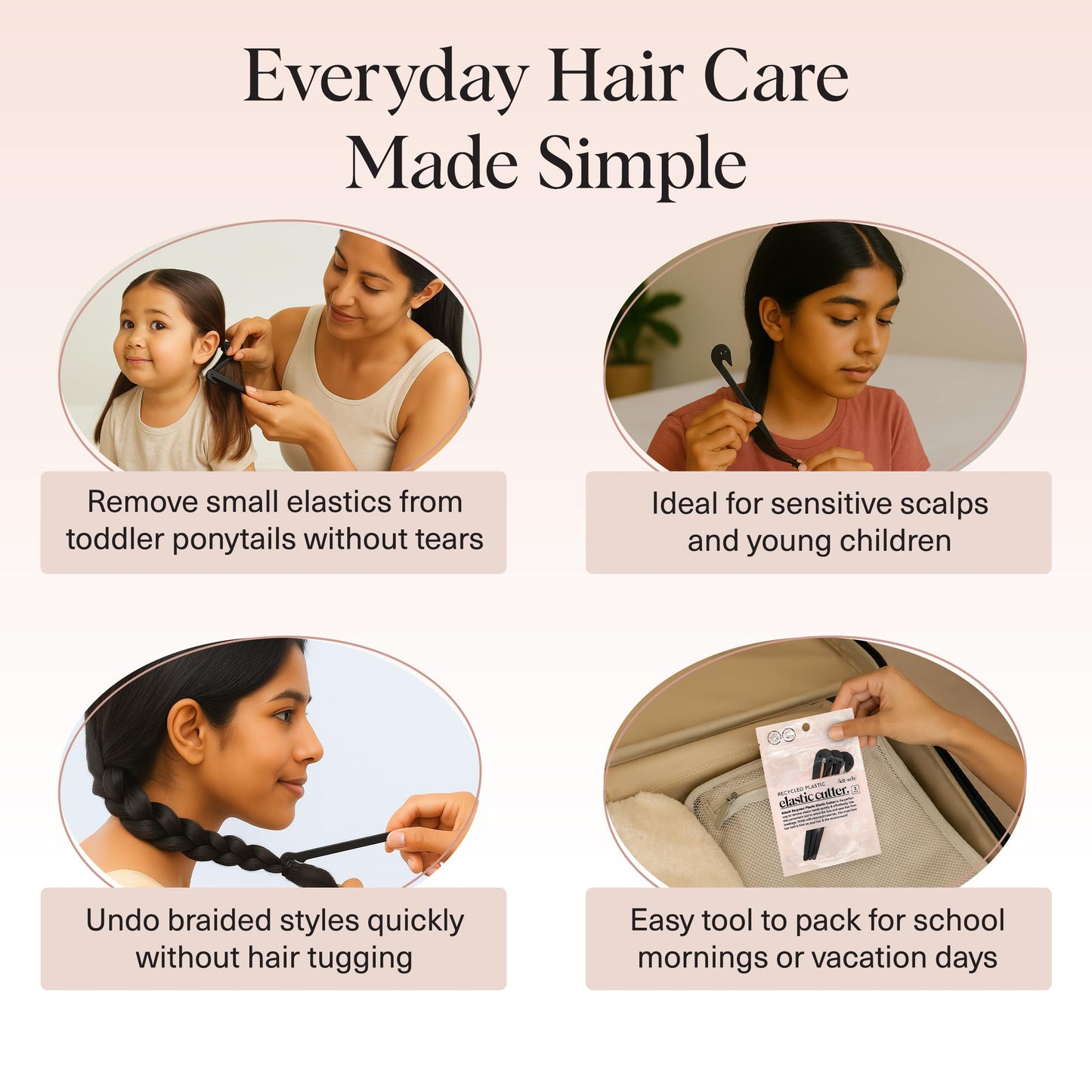 Packaging of the premium imported USA personal care accessory for women and kids.