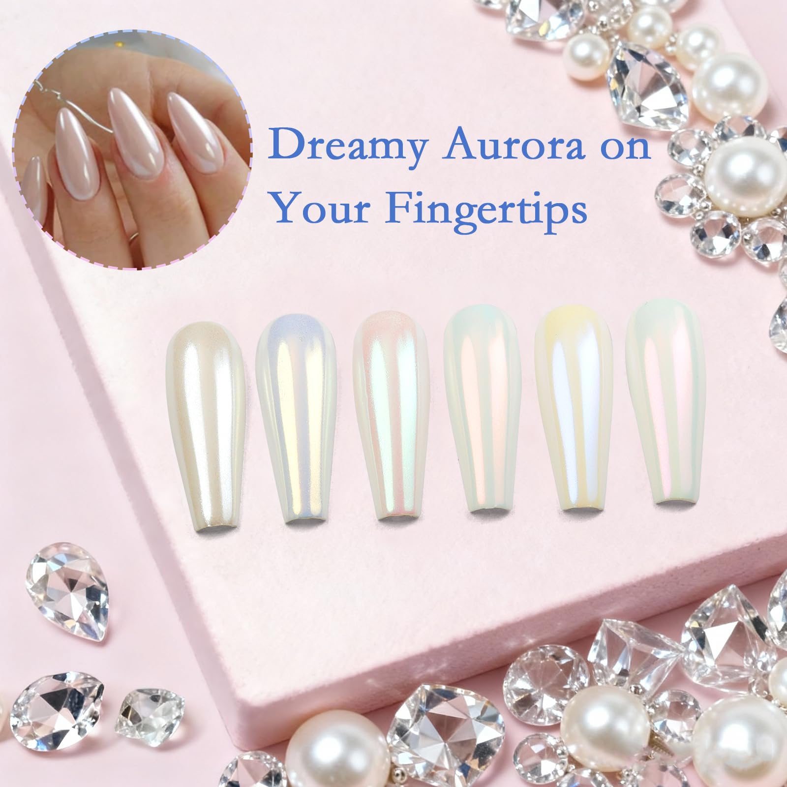 Siusio holographic and aurora nail pigment jars