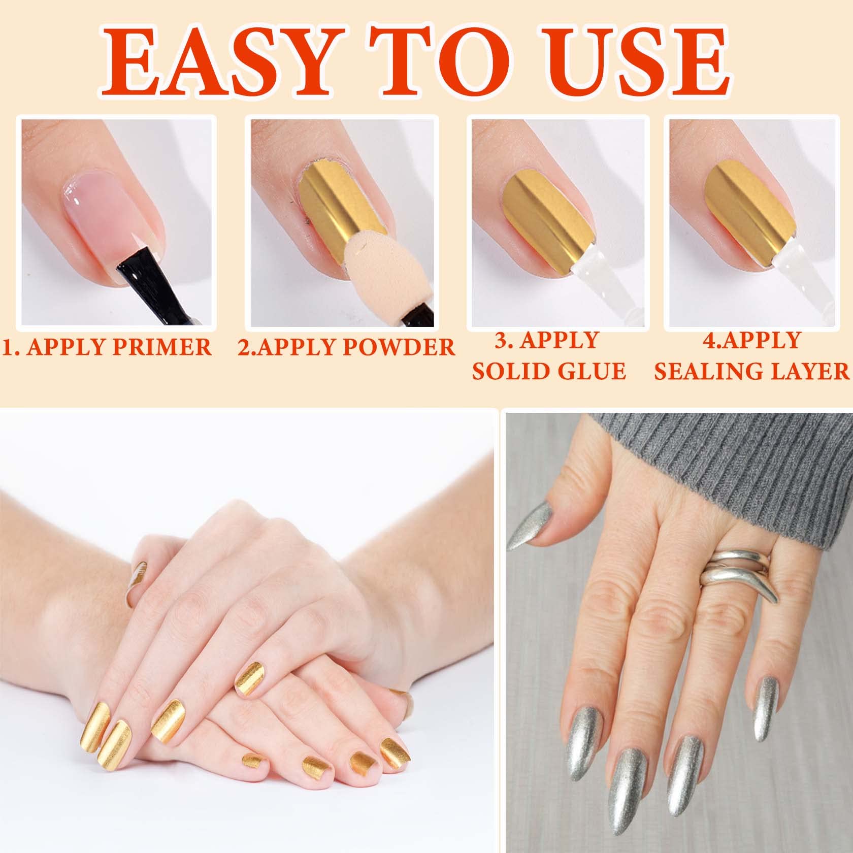 Highly pigmented titanium alloy effect nail powder jars