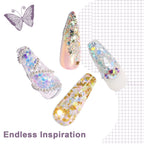 Laza 8 colors iridescent nail sequins and foil flakes container