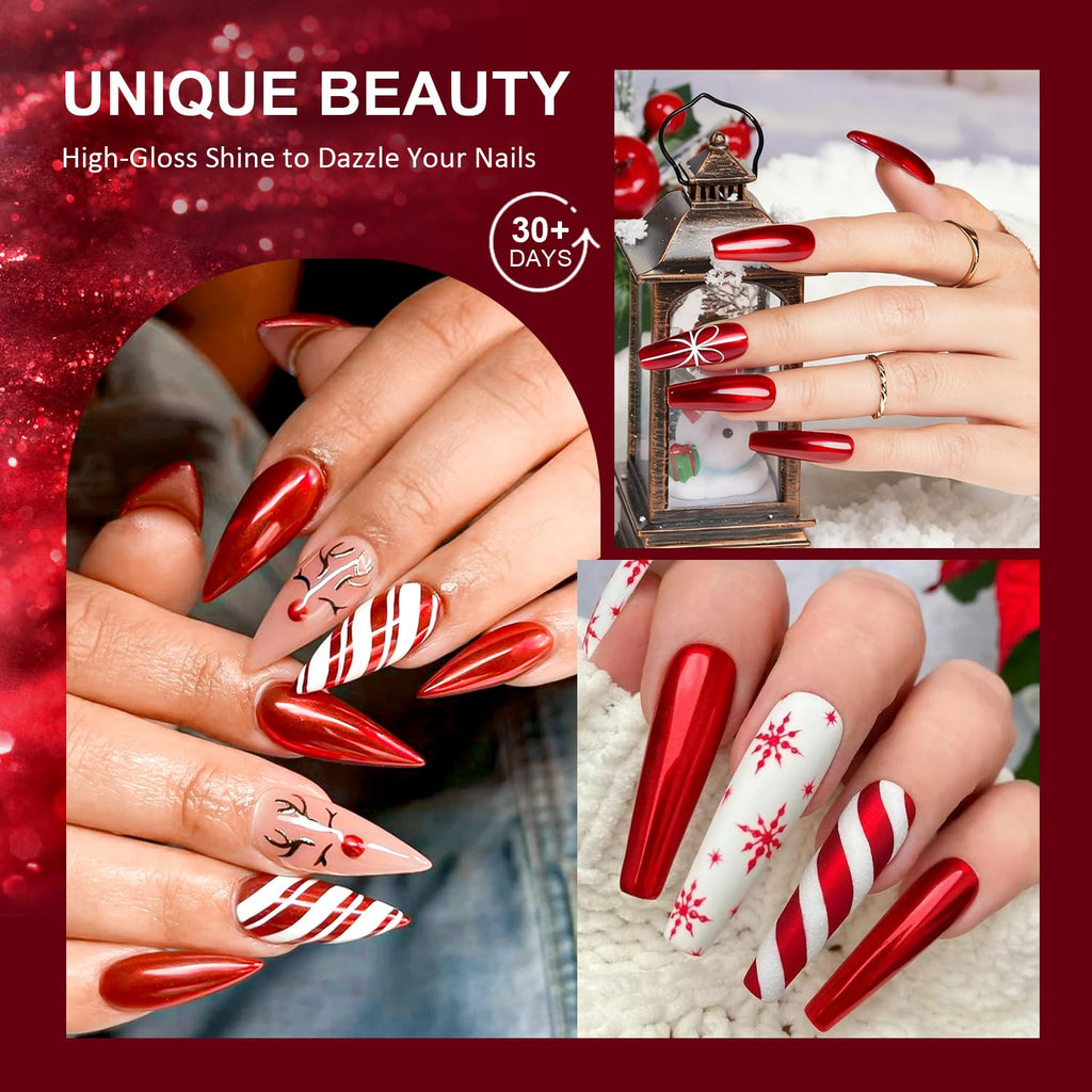 Bishengyf red chrome nail powder holographic pigment close up