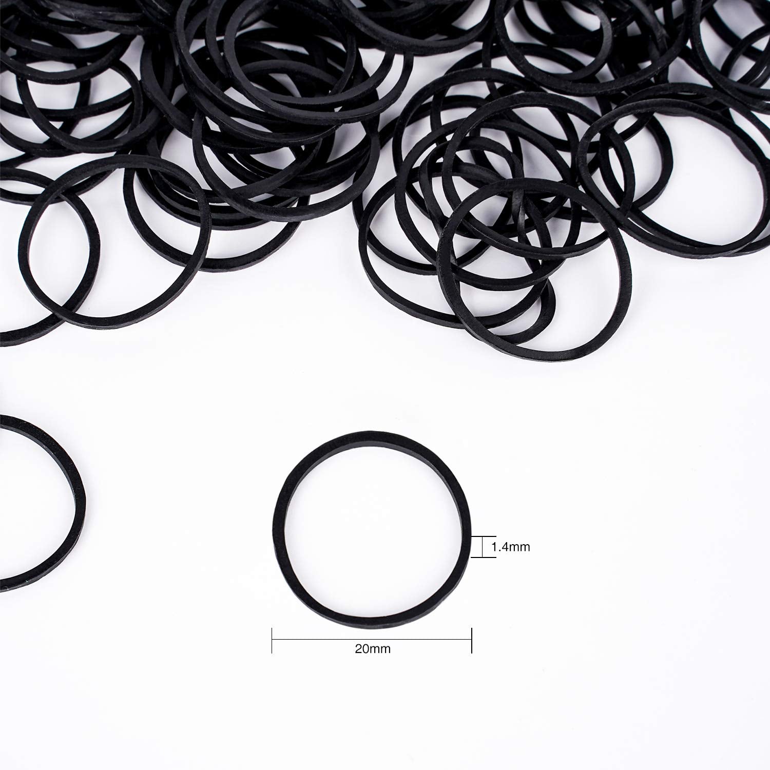 HOYOLS three quarter inch black hair ties laid out on a clean white background