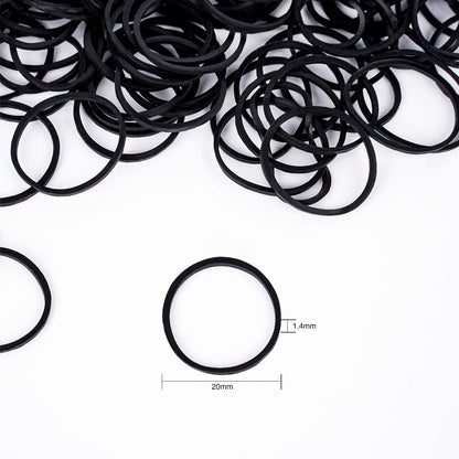 HOYOLS three quarter inch black hair ties laid out on a clean white background