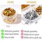 Four bottles of metallic gold and silver nail foil set