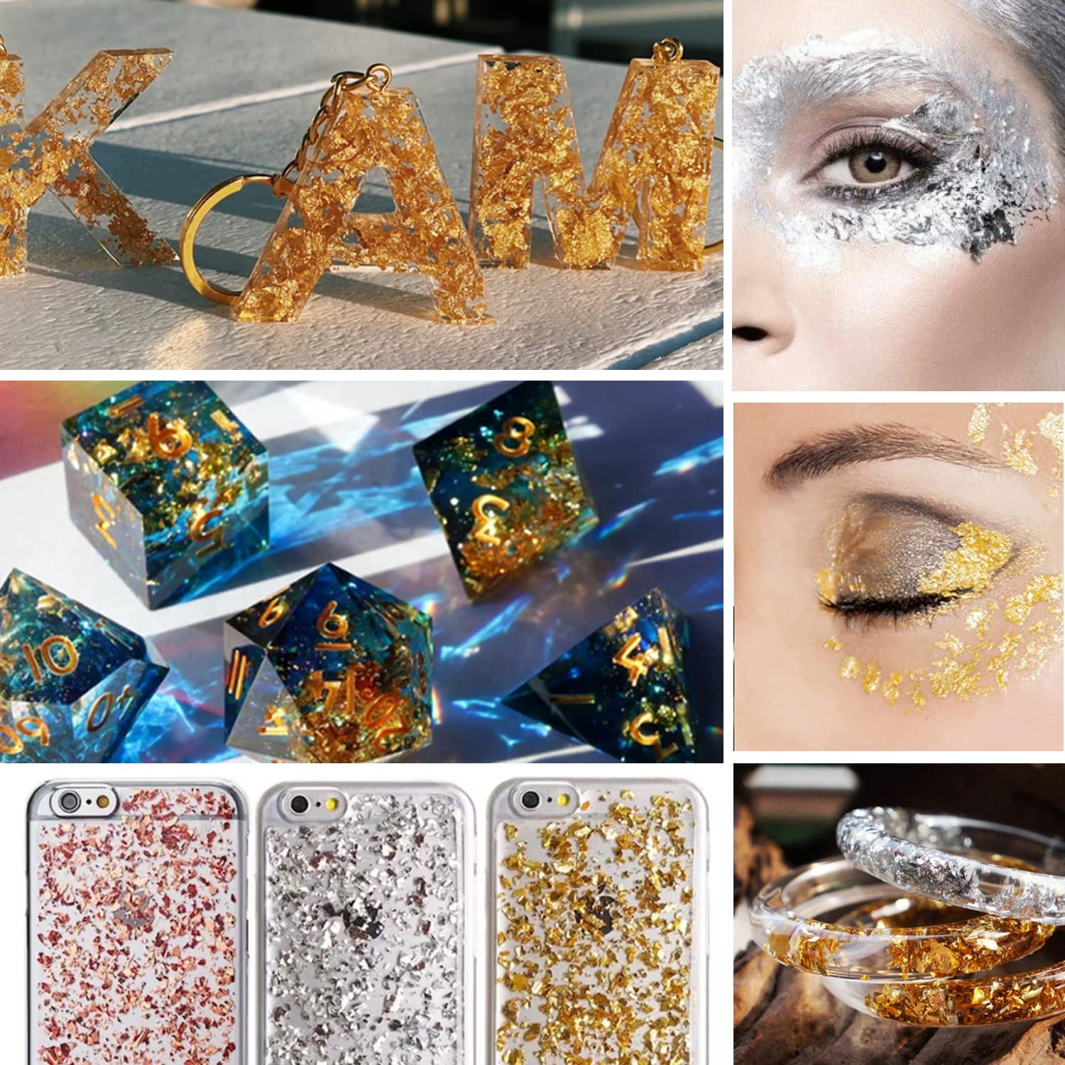 Applying gold foil flakes to resin jewelry mold