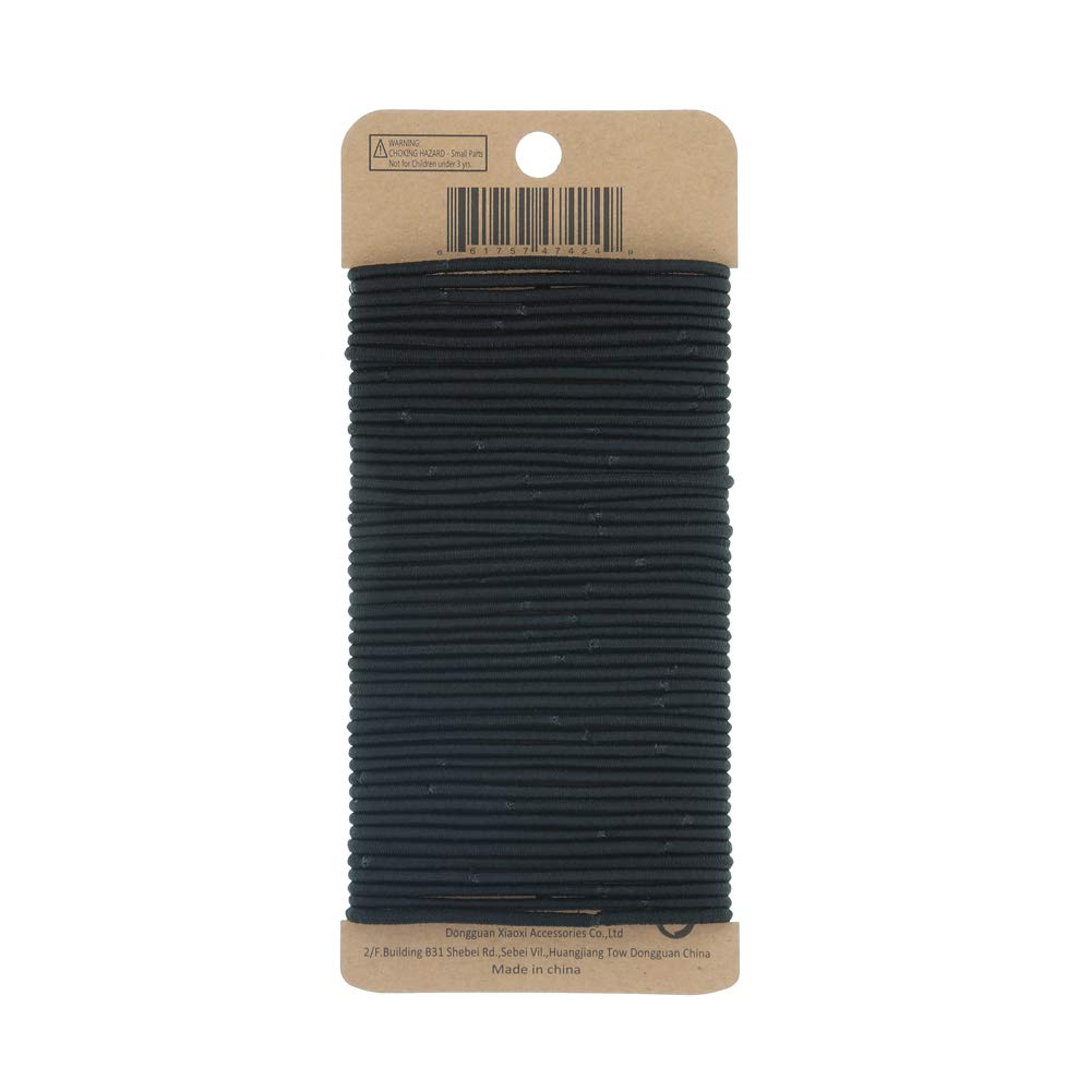 Close up view of the two millimetre thick metal free ponytail bands.