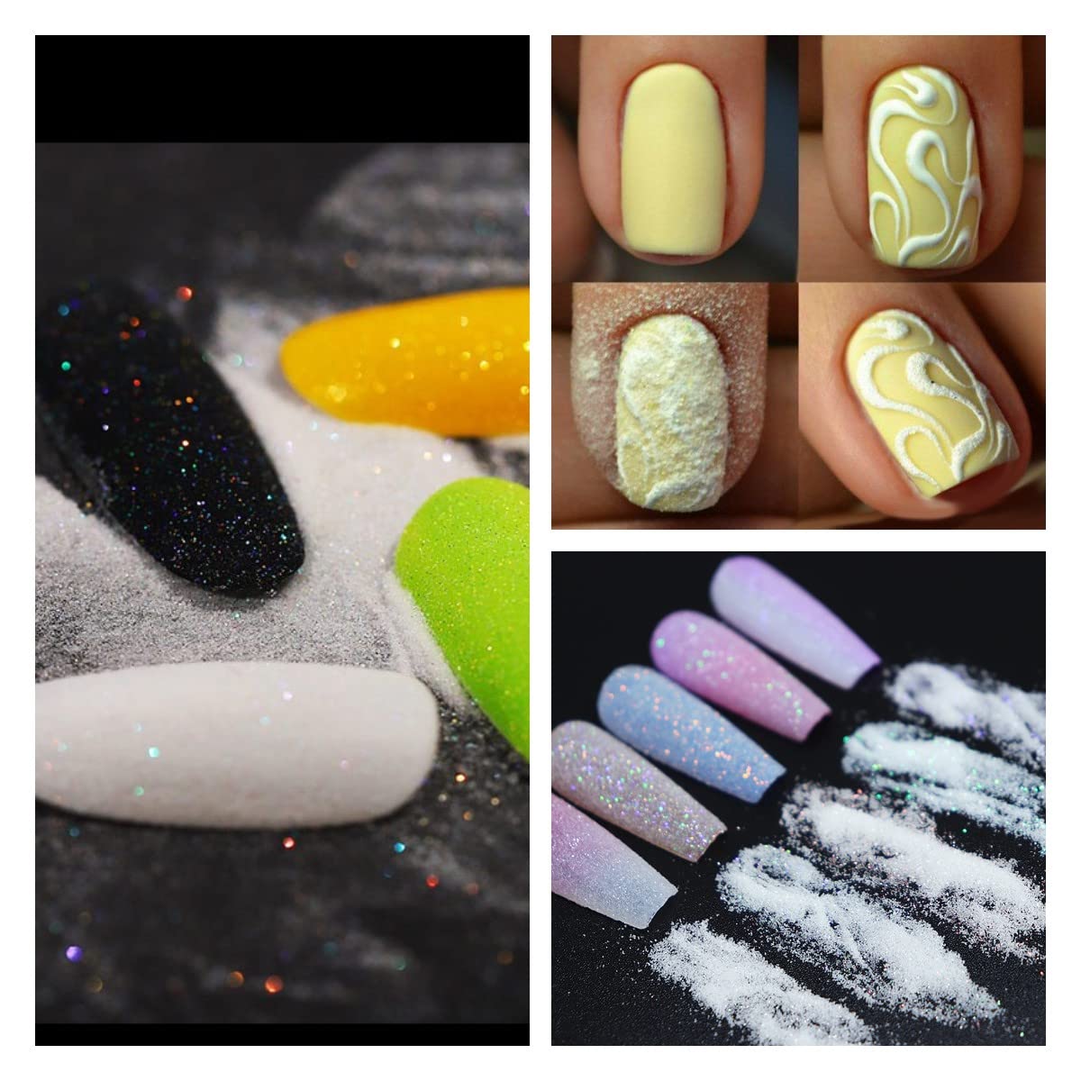 Shimmer white nail glitter jar with beauty products