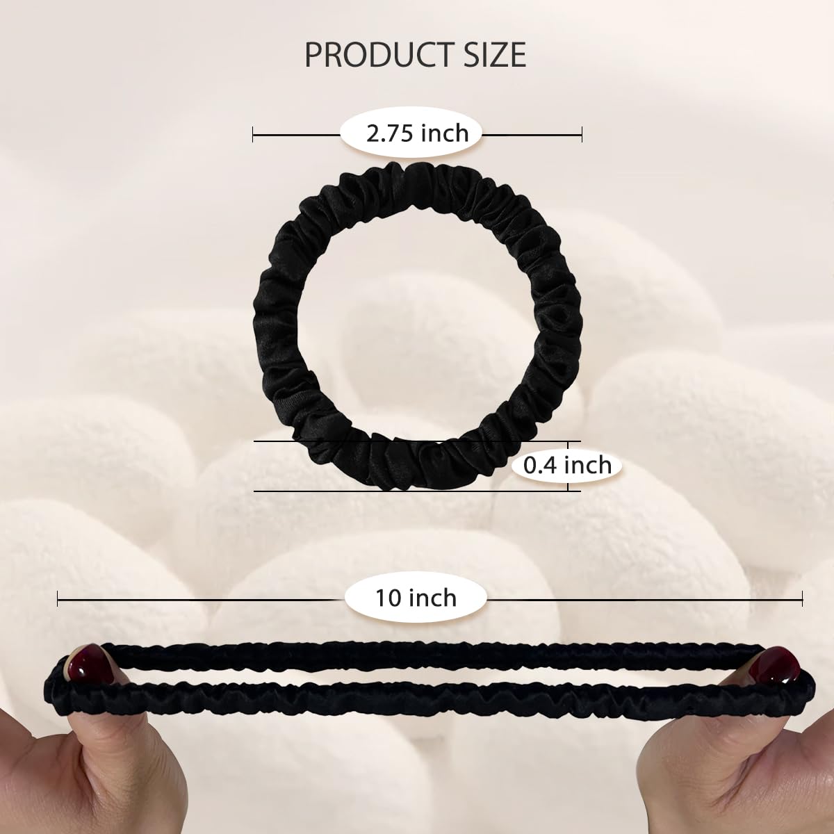 SEMRUE premium grade mulberry silk hair accessories side angle demonstrating compact small size design