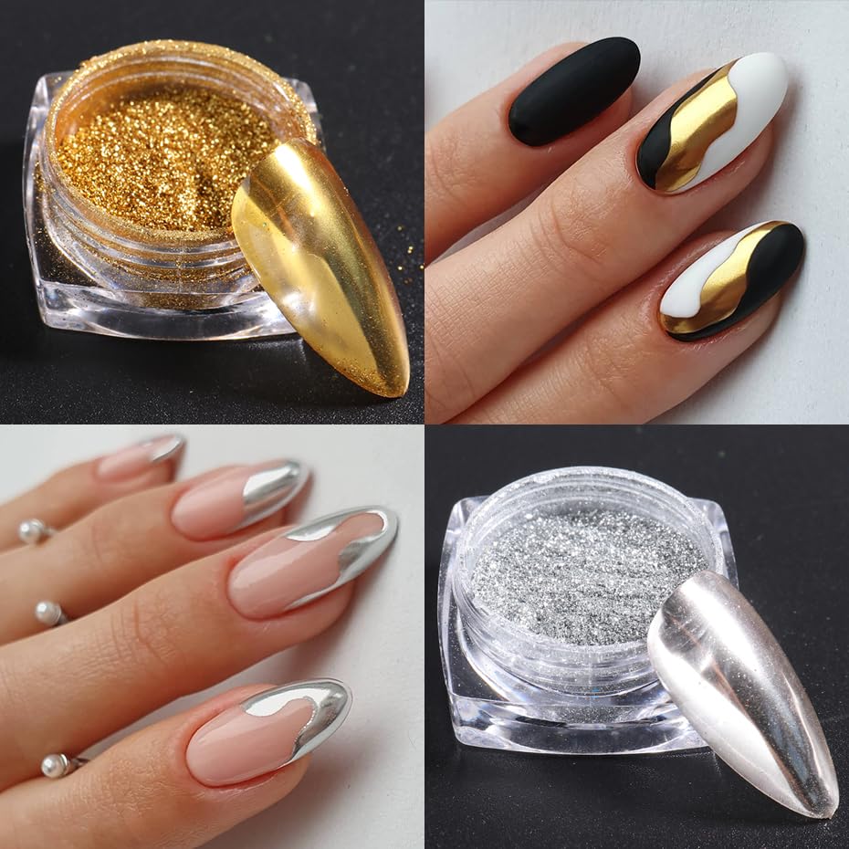 Chrome nail powder set for Y2K style manicure art