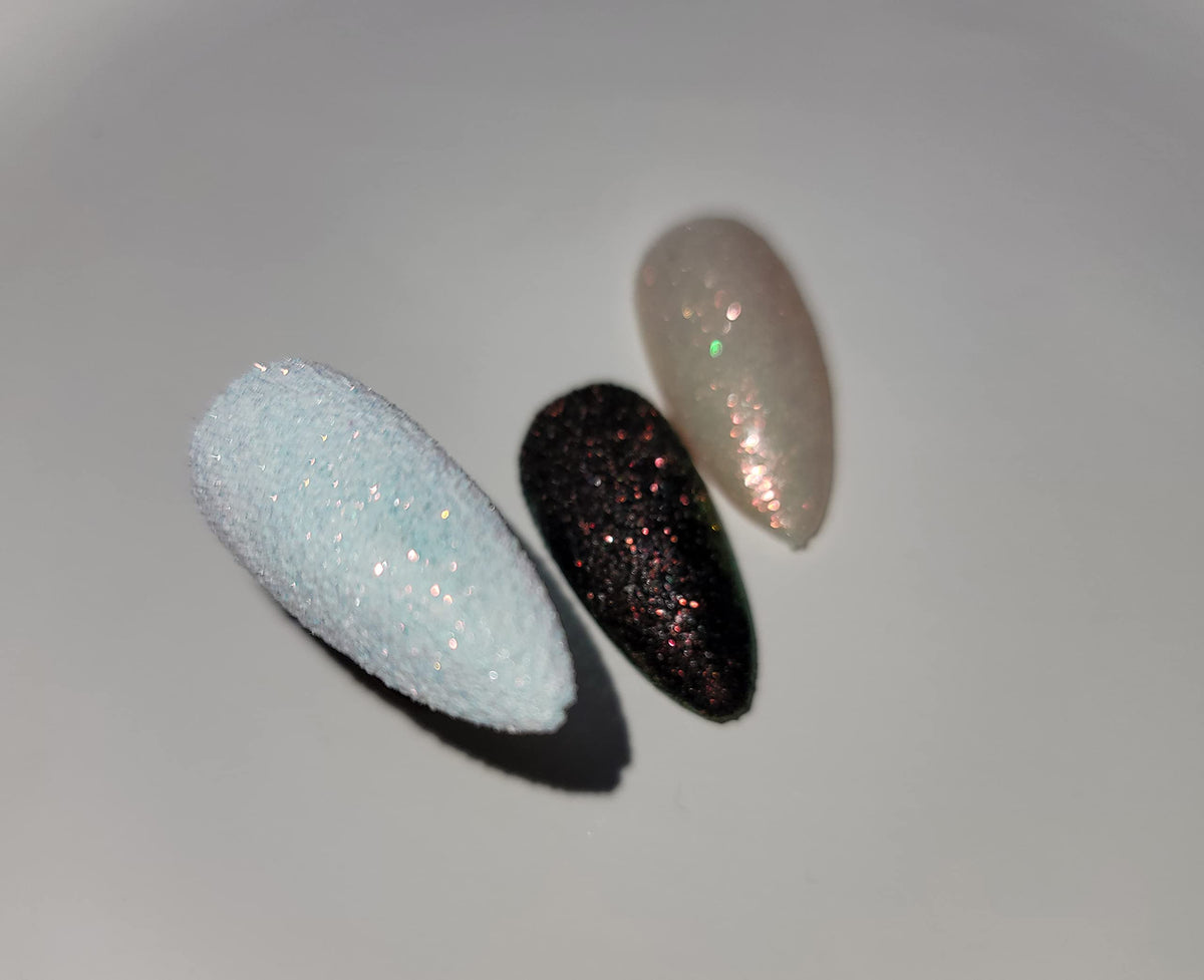 Bellecrey nail glitter powder open jar lifestyle view