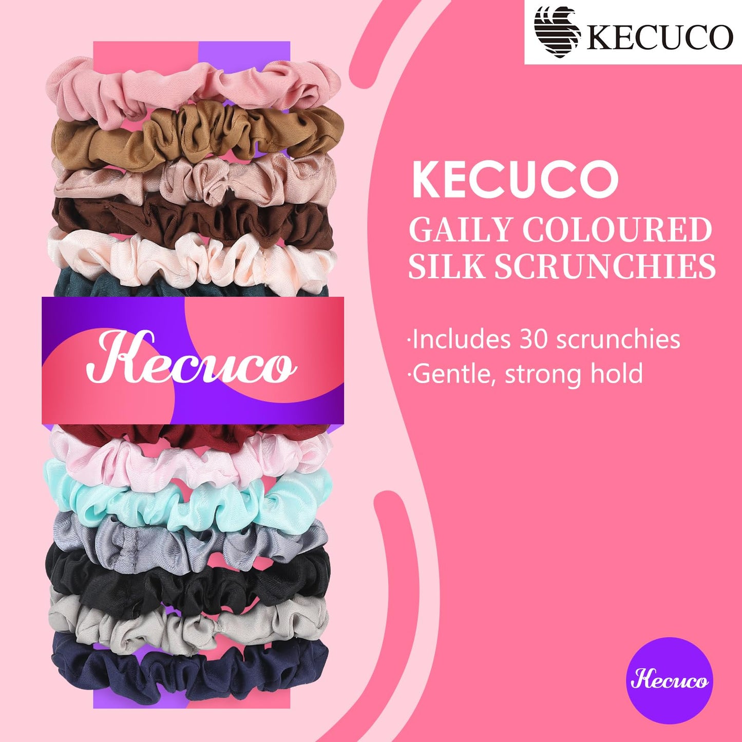 Assorted multicolor mini satin hair ties arranged neatly